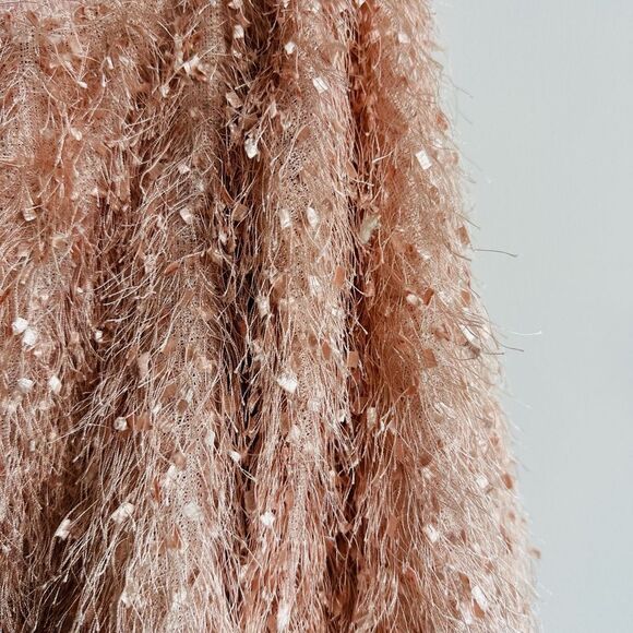 Touch Me Pink Cropped Boat Neck Long Sleeve Eyelash Knit Sweater Medium - Picture 4 of 5